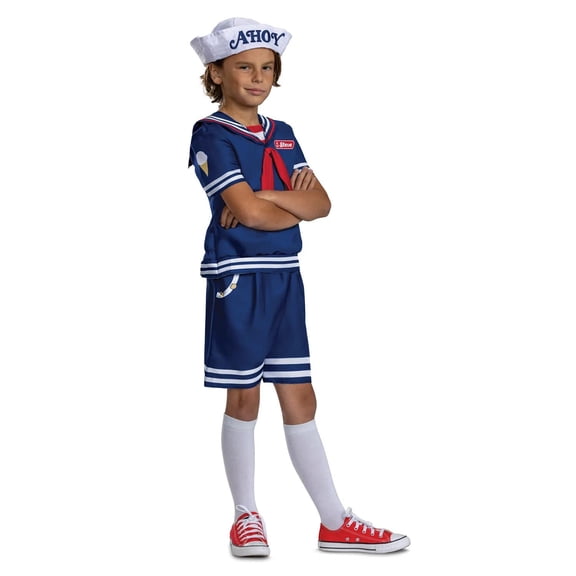 Disguise Boys' Stranger Things Steve Harrington Scoops Ahoy Uniform Classic Costume Costume - Size 10-12 - Blue
