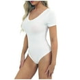 thumbnail image 2 of Elainilye Fashion Bodysuits for Women Tummy Control 2024 Tight Short Sleeve Popular Underpants Gothic Body Shaper,White, 2 of 5