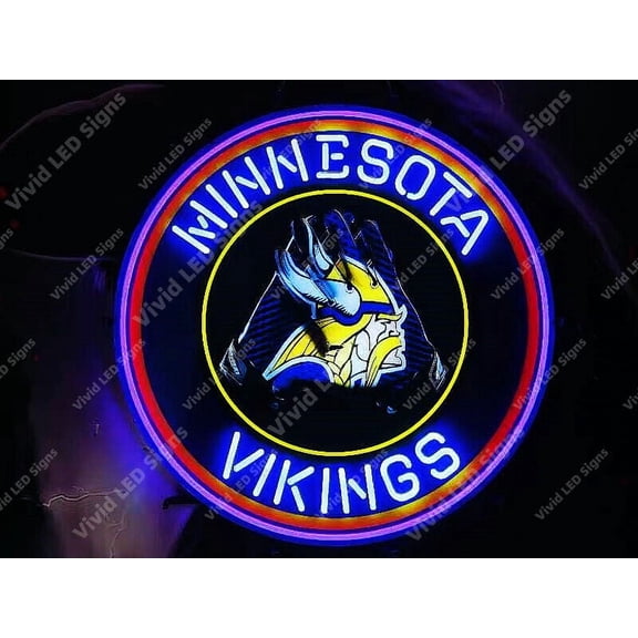Queen Sense 24"x24" For Minnesotas Sports League Vikings LED Sign Light Neon Signs With Dimmer Party Home Wall Decor Lights W124MVLV4VVD-XLED