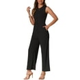 thumbnail image 4 of INSPIRE CHIC Women's Jumpsuit Dressy Casual Sleeveless Round Neck Outfits Wide Leg Rompers XL Black, 4 of 5