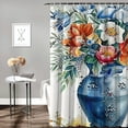 thumbnail image 2 of Awypu Waterproof Shower Curtain Multiple Sizes Chic Modern Bathroom Decor Chinoiserie Blue White Porcelain Vase White, 2 of 7