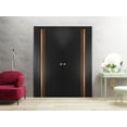 thumbnail image 3 of Sliding French Double Pocket Doors 64 x 84 inches | Planum 1010 Matte Black with Frosted Glass | Kit Trims Rail Hardware | Solid Wood Interior Bedroom Sturdy Doors, 3 of 6