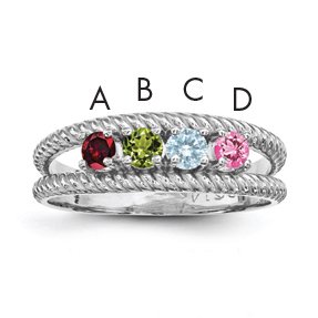 Sterling Silver Rhodium-plated Family Jewelry Mounting XMR8/4SSM-6 (mm x 3mm)