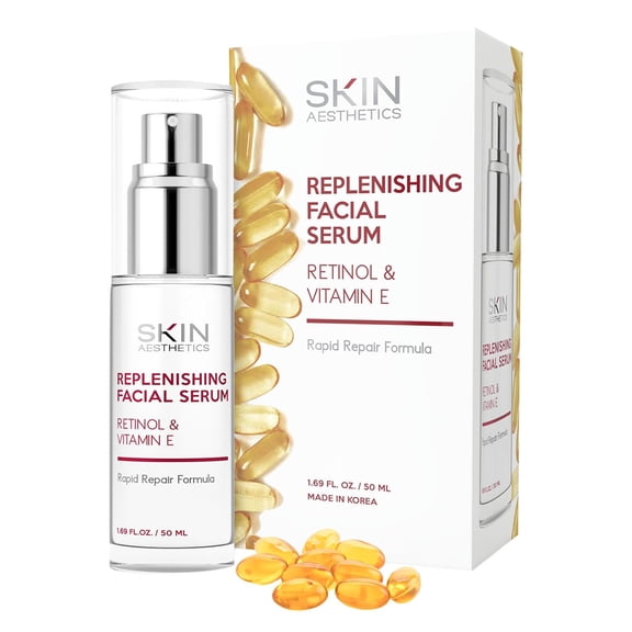 Skin Aesthetics Retinol & Vitamin E Face Serum - Anti-Aging, Blemishes, Fine Lines & Wrinkles Treatment - Dermatologist Tested Korean Skincare - Clean Beauty, Cruelty-Free - 1.69 oz