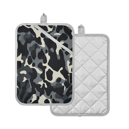 

2 Pcs Pot Holders Sets Oven Mitts Square Potholders Oven Hot Pads Heat Resistant for Kitchen Cooking Baking 7 x9.8 Gray Camouflage