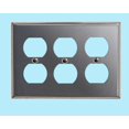 thumbnail image 2 of Switchplate Brushed Stainless Steel Triple Outlet | Renovator's Supply, 2 of 3