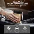 thumbnail image 5 of 18oz Travel Coffee Mug, 316 Stainless Steel Vacuum Insulated Tumbler with 2-in-1 Straw Lid & Strap, Wood Print, 5 of 6