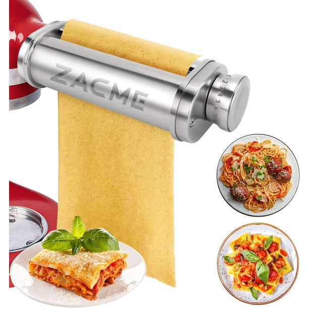 Pasta Roller Attachment for KitchenAid Stand Mixers, ZACME Stainless Steel  Pasta Maker Machine Accessories, Washable Pasta Sheet Roller for Ravioli