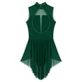 thumbnail image 6 of YiZYiF ​​​Women's Lyrical Dance Dress Flowy Tulle Skirt Leotard Rhinestone Figure Skating Costumes Green XL, 6 of 7
