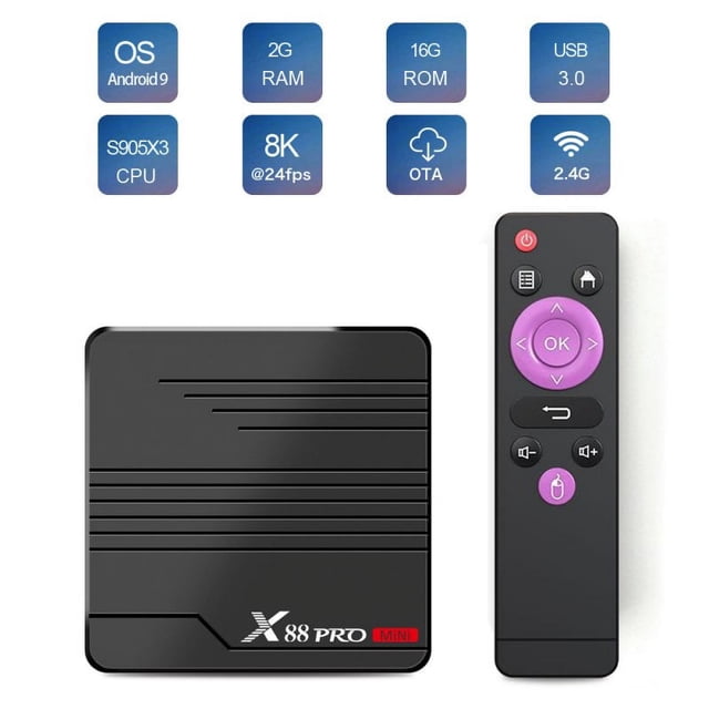 Boîtier TV X88 PRO Mini Android 9.0 Amlogic S905X3 4K 60fps Google Player Lecteur Multimédia 2 Go 16 Go 4 Go 32 Go Décodeur Prise Australienne
