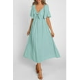 thumbnail image 4 of PRETTYGARDEN Summer Dress for Women Casual Short Sleeve Bow Tie V Neck Ruffle Midi Flowy Dresses, 4 of 7