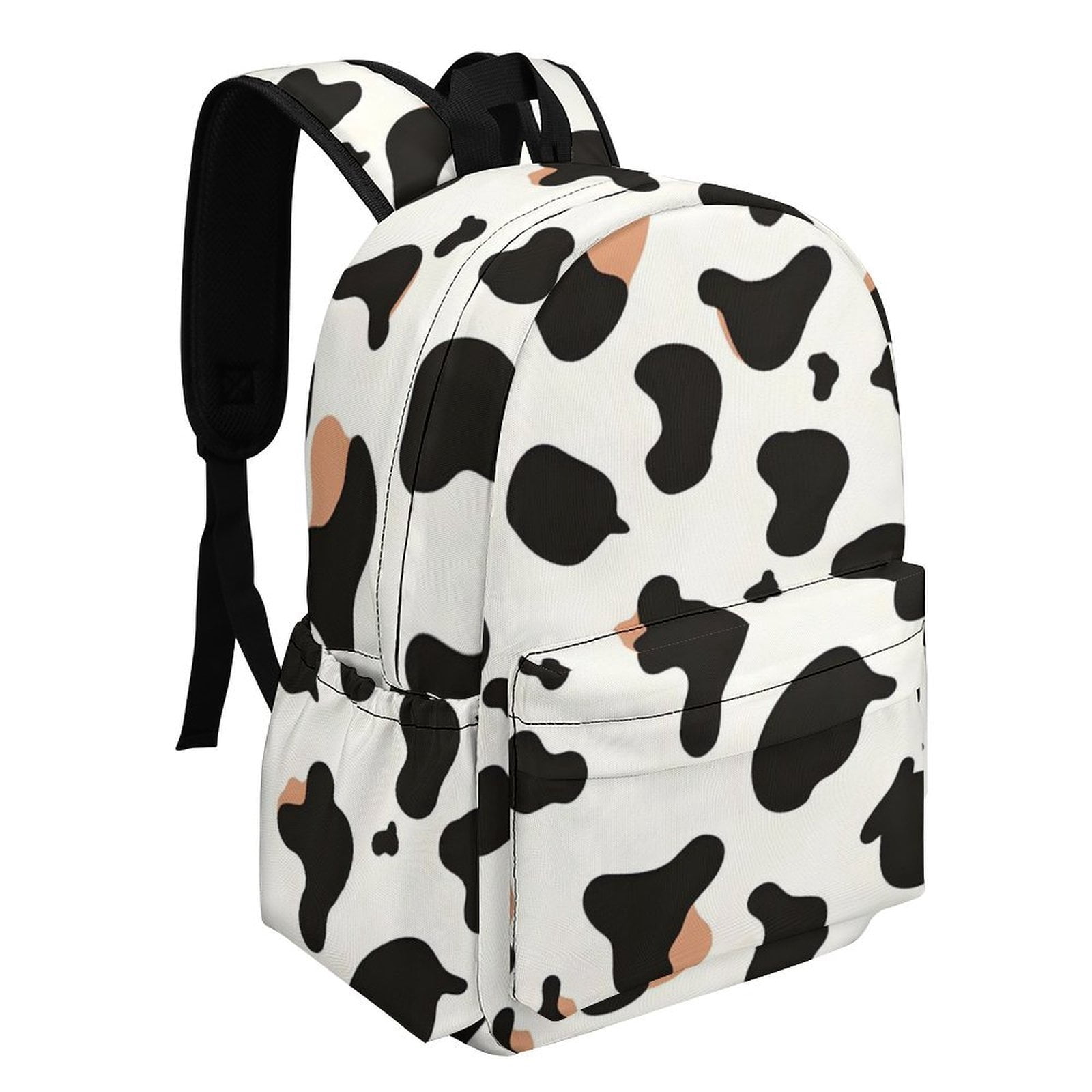 Large Capacity Half Print Backpack 11.8×16.5×5.9in Multifunctional Zipper Design Convenient Switch Simple Cow Print Pattern1_1