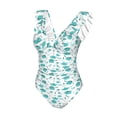 thumbnail image 4 of Yiaed Utensiles Print Women's Ruffled One Piece Swimsuit V Neck Swimwear Slimming Monokini for Woman-Medium, 4 of 8