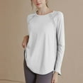 thumbnail image 6 of Ltctricy Workout Tops for Women Lightweight Long Sleeve Crew Neck Curved Hem Athletic T-Shirts Casual Loose Running Gym Tees(White,3X-Large), 6 of 6