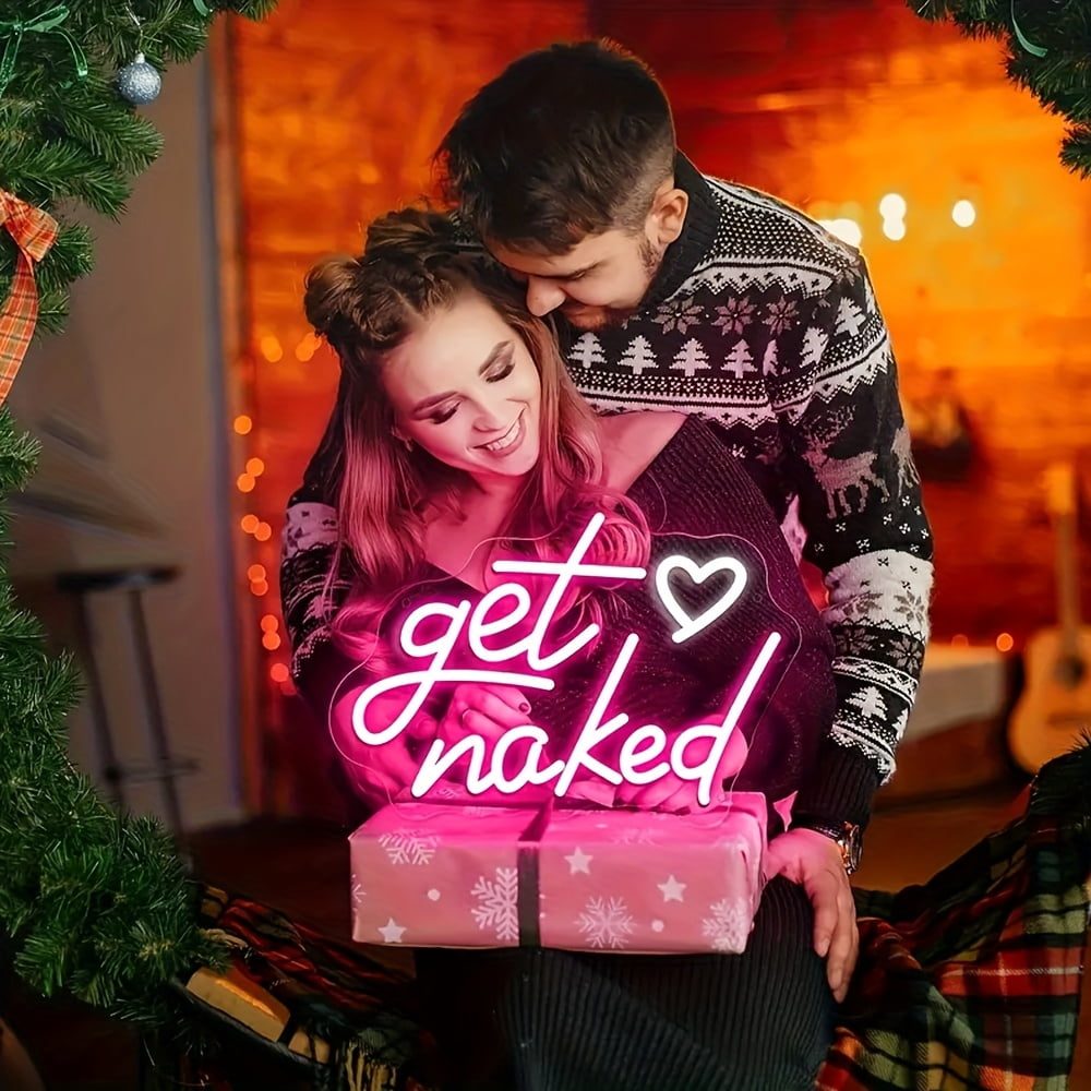 1pc "Get Naked" USB-Powered LED Neon Sign - Wall-Mounted, Cursive Font, Pink & Purple Glow, Perfect for Birthday, Wedding, Party, or Hotel Decor, Party Wall Decor | Cursive Font Design