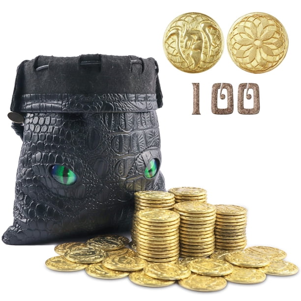 Juego de mesa Metal Fantasy Coins Byhoo 100 con funda de piel sintética