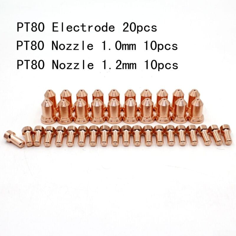 52558 Electrode 51311 Tips 1.0mm 1.2mm for Plasma Torch IPT-80 PT80 PT-80 Qty-40 