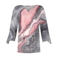thumbnail image 4 of Puntoco 2024, tops de moda de verano para mujer, camiseta informal estampada de manga tres cuartos con cuello en V y manga acampanada, 4 of 5
