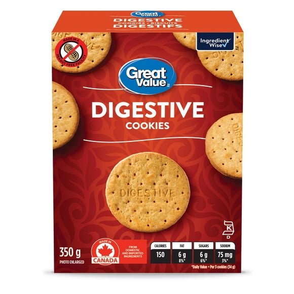 Great Value Plain Digestive Cookies, 350 g