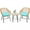 Turquoise, variant on Costway 3PCS Patio Rattan Bistro Furniture Set Cushioned Chair Table Turquoise