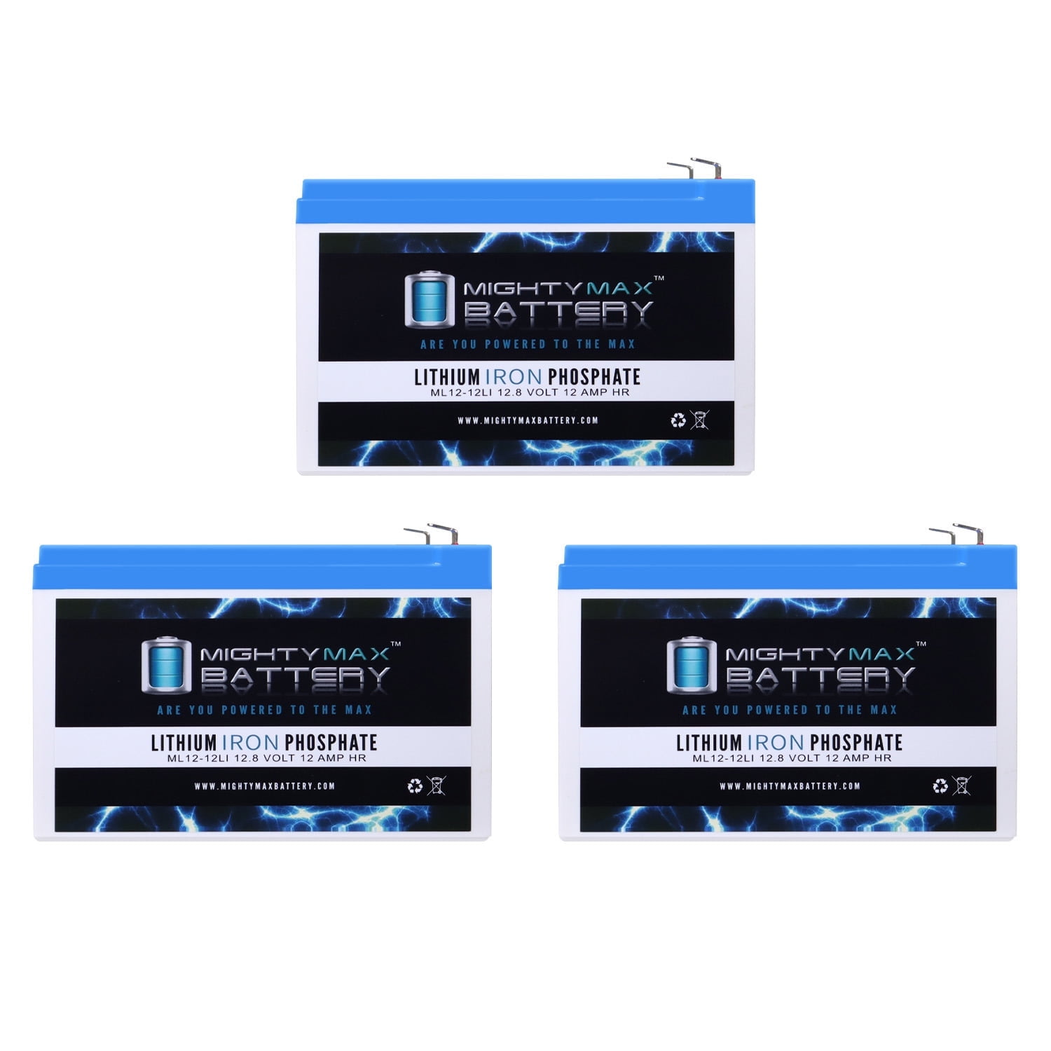 12V 12Ah Lithium Replacement Battery Compatible with Motorino ST Electric Scooter - 3 Pack