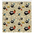 thumbnail image 3 of Ambesonne Cartoon Shower Curtain, Hungry Owls Eating, 69"Wx70"L, Black Multicolor, 3 of 3