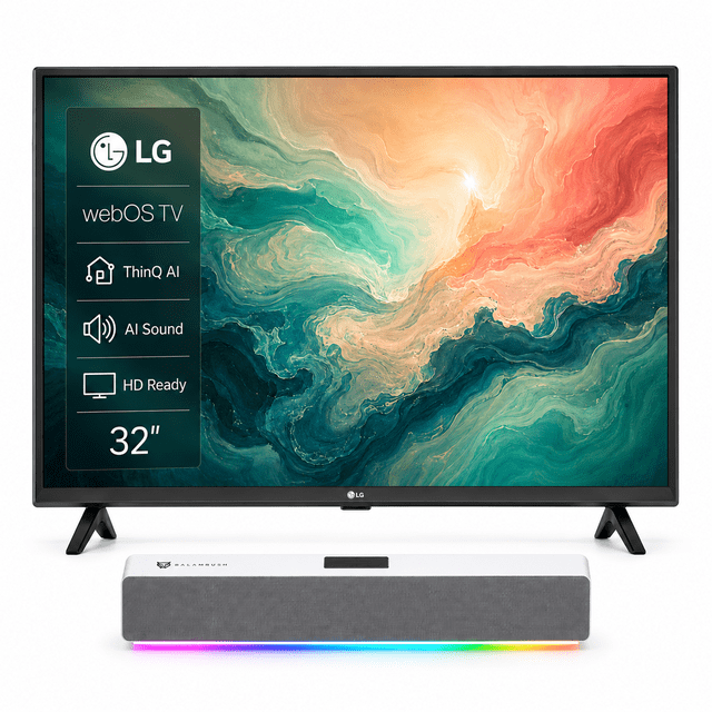 Combo Pantalla LG 32" HD AI Smart TV webOS + Barra de Sonido