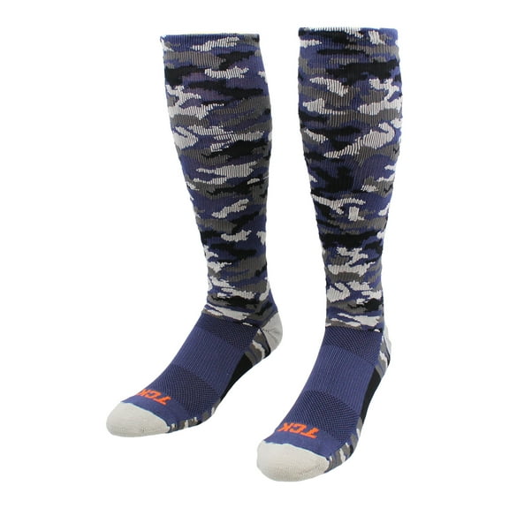 TCK Sports Elite Performance Over The Calf Camo Socks (Navy Camo, Medium)