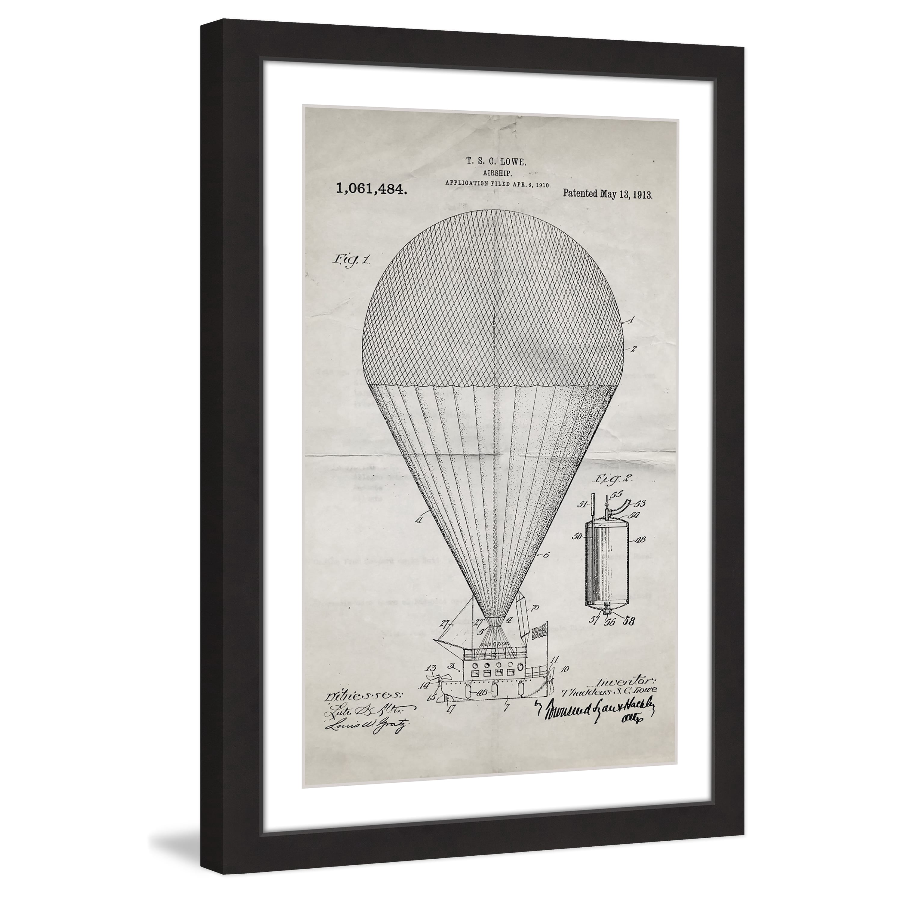"Airship 1913 Old Paper" Framed Painting Print
