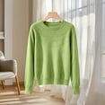 thumbnail image 4 of FAIWAD Women’s Crewneck Sweater Long Sleeve Textured Knit Pullover Solid Color Casual Fall Winter Top, 4 of 7