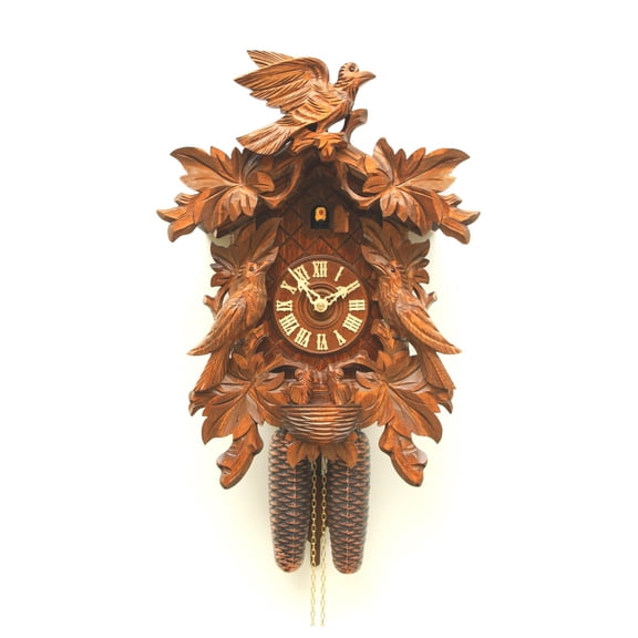 Cuckoo Clock 8 Leaves, 3 Birds, Nest