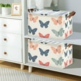thumbnail image 2 of Yayeee Foldable Storage Basket for Shelves with Handles Set of 2 Waterproof Cloth Bins, Orange Butterflies, 2 of 7