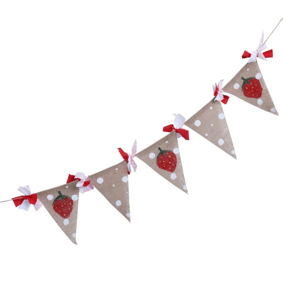 SASABAXI 1 Set Tear Resistant Reusable Strawberry Pennant Banner for Girls Indoor Decoration