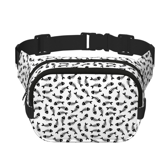 Disketp Fish Bone Riñonera de Doble Capa, Bolsa de Cintura Ajustable para Viajes, Correr y Senderismo, Riñonera Ligera para Hombre y Mujer