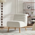 thumbnail image 3 of Oufan Modern Chair, Chenille Accent Chair with Rubber Wood Legs, Comfy Upholstered Side Chair, Reading Armlesschair for Living Room, Bedroom, White, 3 of 9