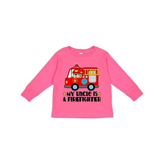 Inktastic Fireman Uncle is a Firefighter Boys or Girls Long Sleeve Toddler T-Shirt