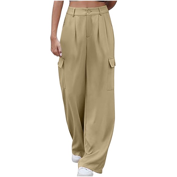 Abcnature Trendy and Casual Multi Pocket Loose Wide Leg Work Pants Long Pants Cargo Pants for Women