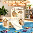 thumbnail image 3 of Petyoung Large Bunny Cage Indoor, Wooden Rabbit Hutch House with Ramp & Multi-Room, Guinea Pig Hideout Bunny Castle, for Rabbits Hamsters Small Pet, 3 of 7
