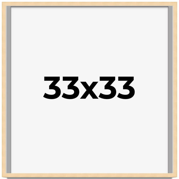 33x33 Frame Natural Wood Picture Frame | 0.75 Inch Moulding Width | with UV Acrylic Plexiglass,