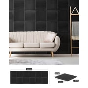 Sound Proof Foam Panels with Sticker, Wedge Acoustic Foam Panels Soundproof Absorbing Noise Cancelling Wall Panels 12 Pack Black 12 x 12 x 0.9