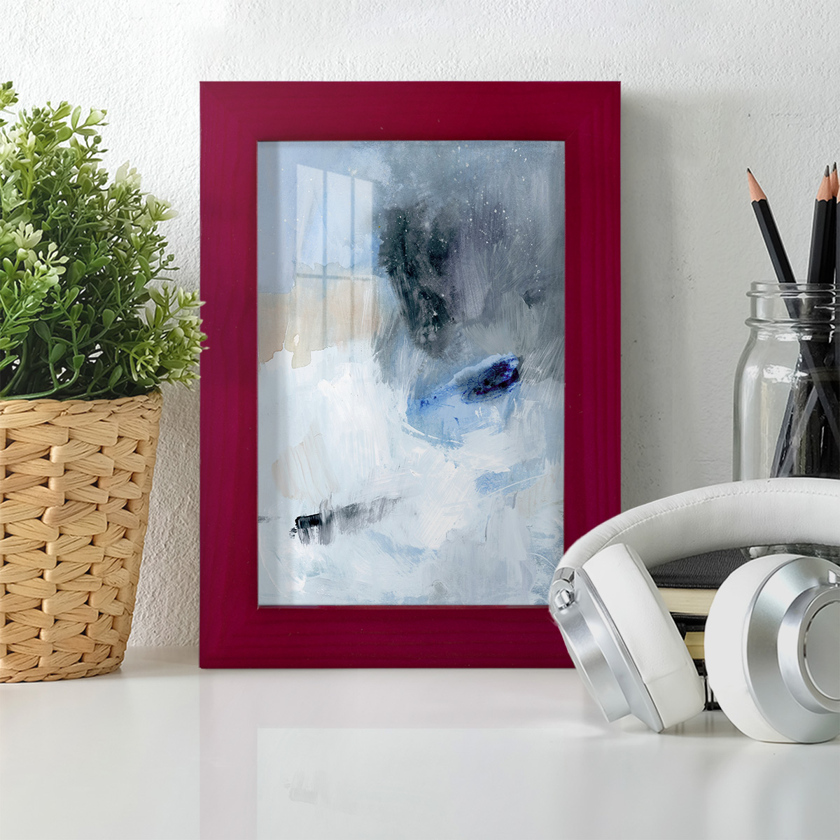 Welle II - Framed Print w/glass - Cherry Red