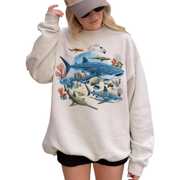 90s Sea Animals Sweatshirt for Men and Women, Vintage Ocean Wildlife Crewneck, Sizes S-3XL