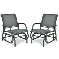 Topbuy 2-Piece Outdoor Single Glider Chair Rocking Seating Lounging Chair with Armrest Grey