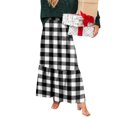 thumbnail image 5 of LWavelet Plaid Tiered Maxi Skirt Women Stylish Fall Casual Flowy Versatile Bottoms White XL, 5 of 6