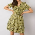 thumbnail image 2 of Vestido estampado de manga abullonada con cuello en V de manga corta casual de moda sexy de verano para mujer Pompotops  ghjkhdj16342, 2 of 9