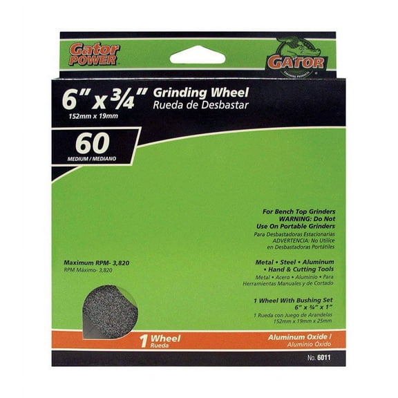 Gator Blade 6 In. 3/4 In. Adjustable - 1", 3/4", 5/8", 1/2" Bench Grinding Wheel