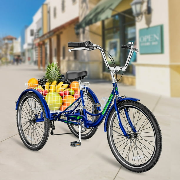 Mooncool Adult Tricycle 24inch 7 Speed, Three Wheel Bicycle for Adult