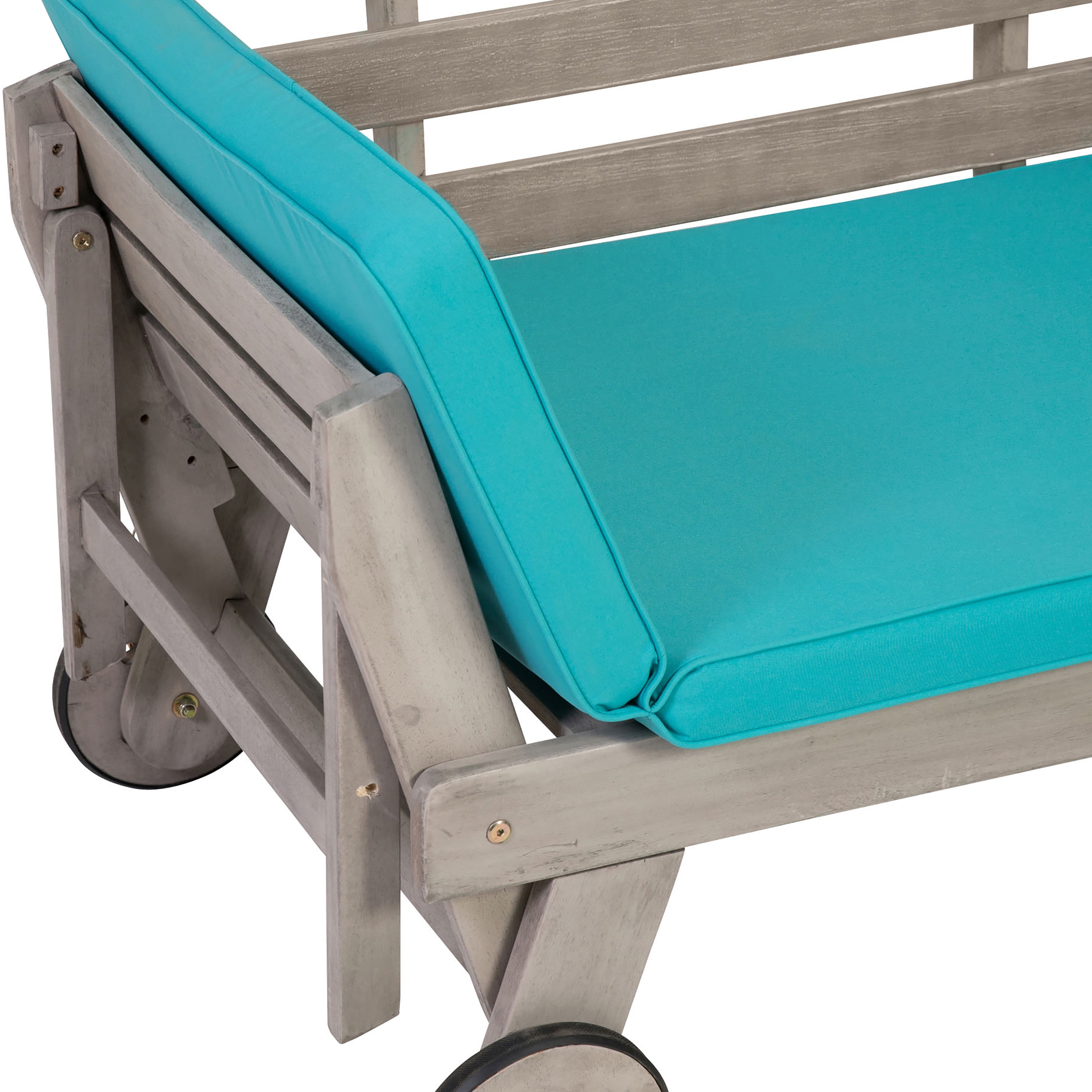 Furniture of America Kona Wood Modern Convertible Twin Daybed with Wheels up to 300 lbs, Gray and Blue