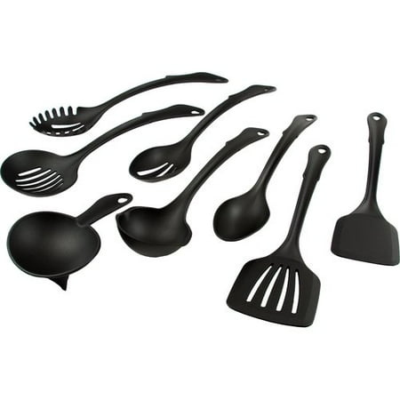 

Mainstays 8-Piece Nylon Kitchen Utensil Set with Connector Ring Black Plastic