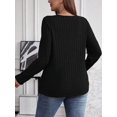 thumbnail image 6 of Women'S Plus Size Tops Trendy V Neck Casual Long Sleeve Shirts Knit Sweaters Black XXXL, 6 of 7